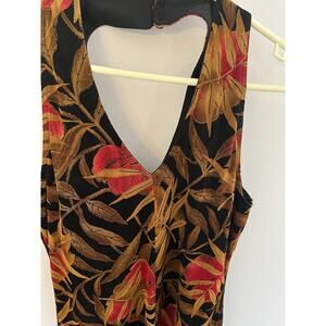 Jessica Howard Dress 10 Halter Long Sheath Black Floral Whimsigoth Coquette Vtg